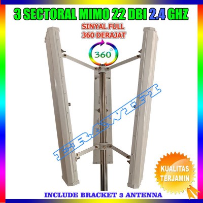 Paket Antena BTS Wifi ISP RtRw Net Hotspot Sectoral Mimo 22 dBi 2.4 GHz